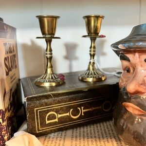 Vintage Brass Shabbat Candlestick Holders Made in Israel Pair